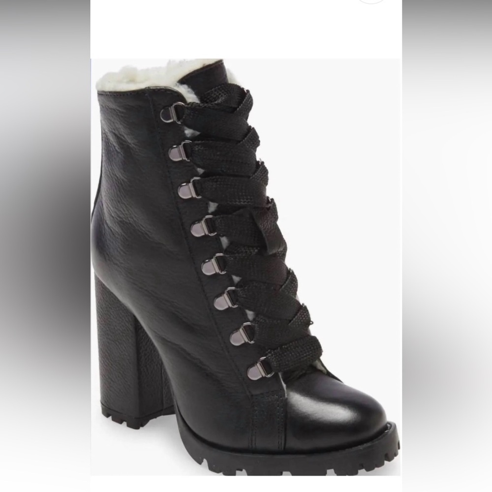New Schutz - Women Faux Fur Lining Lug Sole Winter Leather Booties